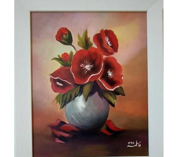 عکس تابلو نقاشی رنگ روغن گل