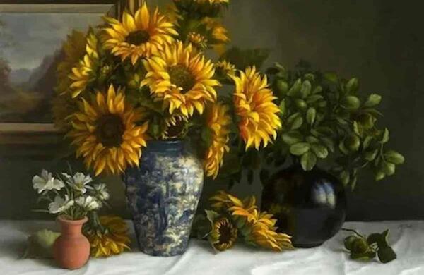 عکس نقاشی گل زرد ساده