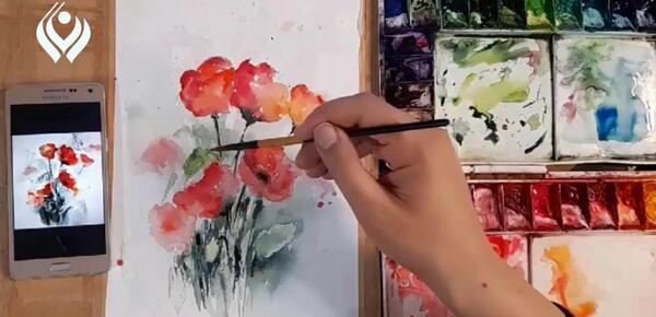 عکس نقاشی گل سرخ کلاس چهارم