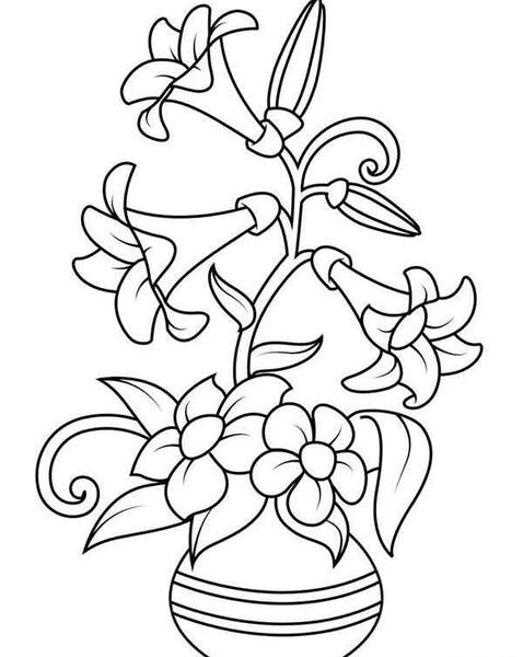 عکس نقاشی دسته گل ساده کودکانه