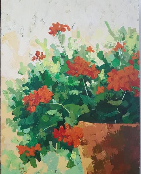 عکس نقاشی گل شمعدانی ساده