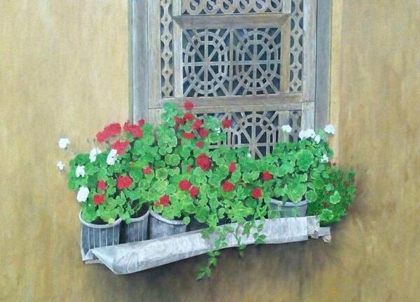 عکس نقاشی گل شمعدانی ساده