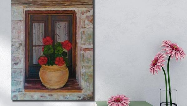 عکس نقاشی گل شمعدانی کودکانه