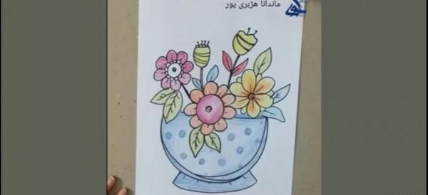 عکس نقاشی گل شمعدانی کودکانه