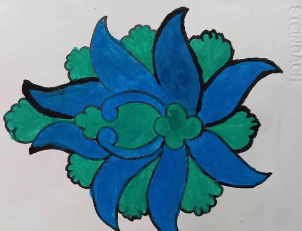 عکس نقاشی گل شاه عباسی رنگ شده