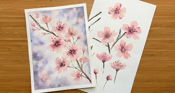 عکس نقاشی گل شکوفه گیلاس