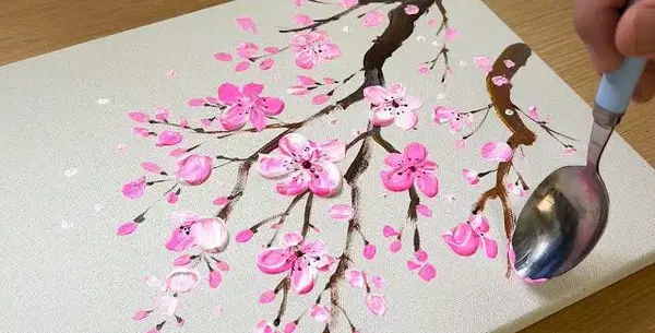 عکس نقاشی گل شکوفه گیلاس