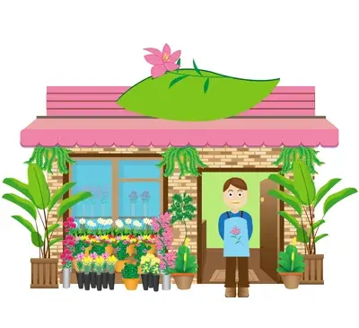 عکس نقاشی مغازه گل فروشی