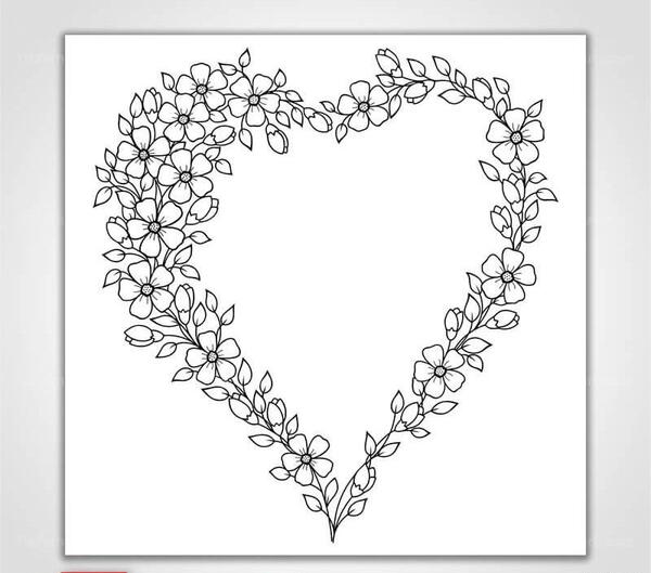 عکس نقاشی دسته گل قلبی