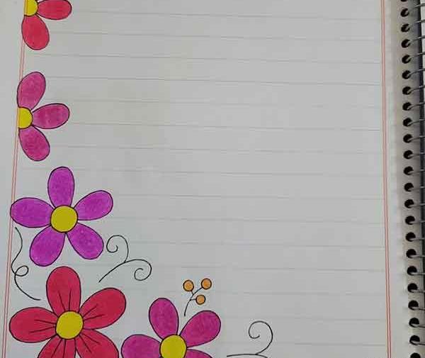 عکس نقاشی گل کنار دفتری