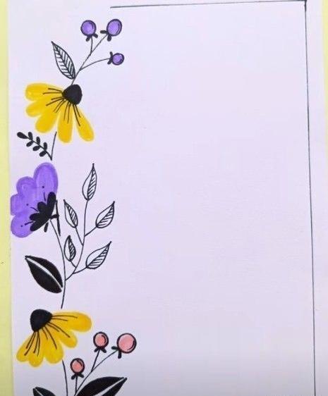 عکس نقاشی گل برای کنار دفتر