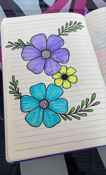 عکس نقاشی گل کوچولو ساده