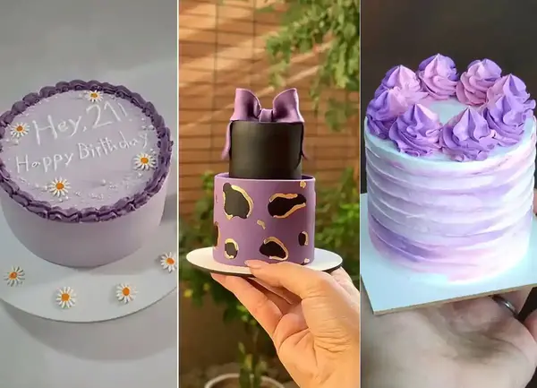 عکس کیک بنفش ساده