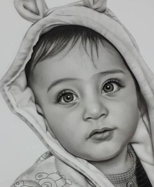 عکس کودک سیاه قلم