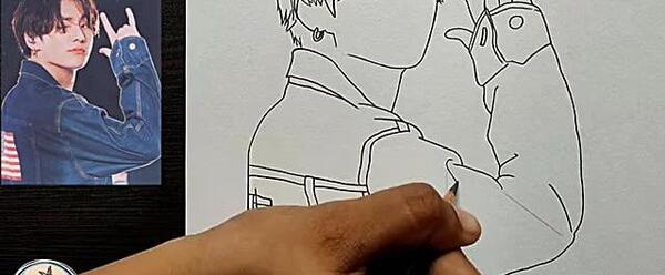 عکس جونگ کوک سیاه قلم