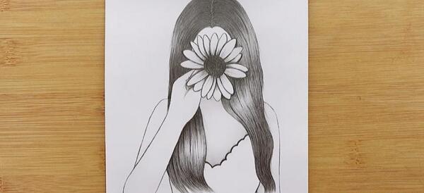 عکس نقاشی دختر گل گلی