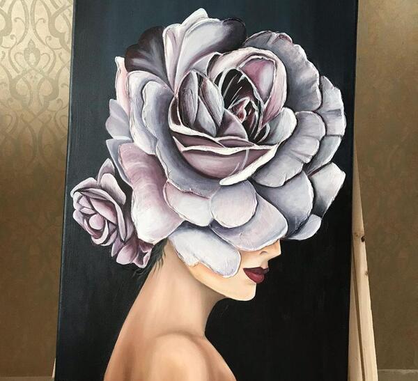 عکس نقاشی دختر گل گلی