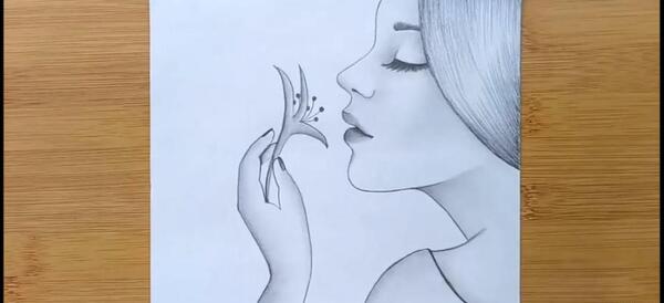 عکس نقاشی دختر گل گلی