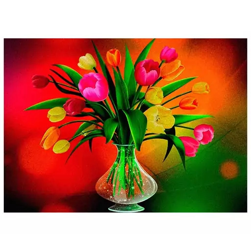 عکس نقاشی گلدان گل لاله