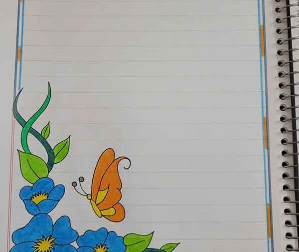 عکس نقاشی گل گوشه دفتر مشق