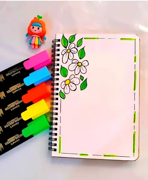 عکس نقاشی گل گوشه دفتر مشق