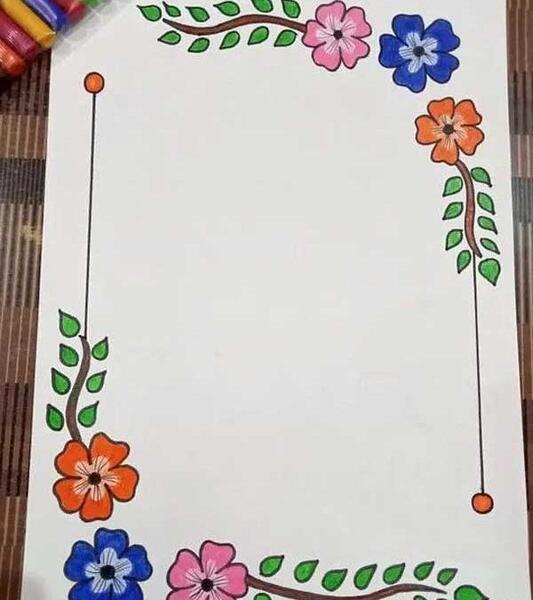 عکس نقاشی گل گوشه ی دفتر