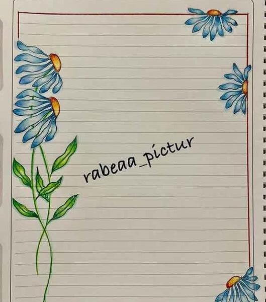 عکس نقاشی گل برای گوشه ی دفتر