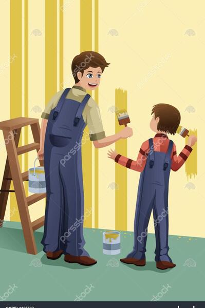 عکس پدر و پسر نقاشی
