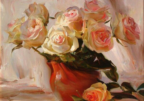 عکس نقاشی دسته گل گل رز