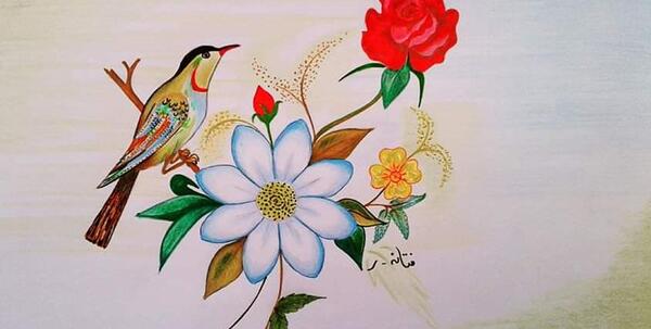 عکس نقاشی گل لاله واژگون کودکانه