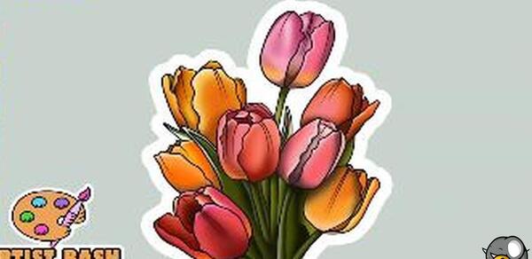 عکس آموزش نقاشی کودکانه گل لاله