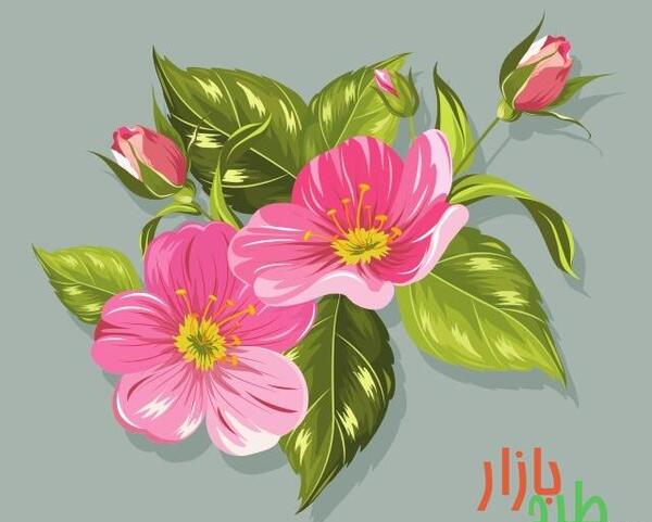 عکس نقاشی مینیمال گل و برگ