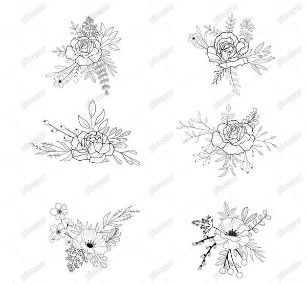 عکس نقاشی دسته گل مینیمال