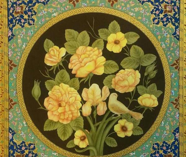عکس نقاشی گل و مرغ با کیفیت بالا