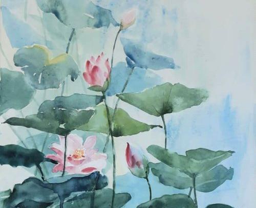 عکس نقاشی گل مردابی