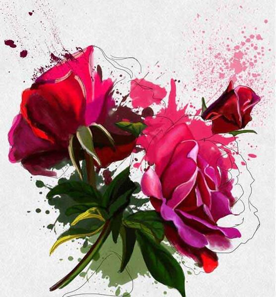 عکس نقاشی گل نقاشی گل رز