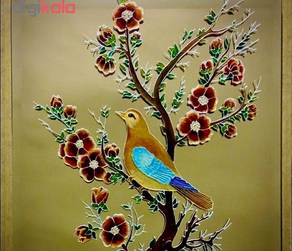 عکس نقاشی گل و مرغ روی دیوار
