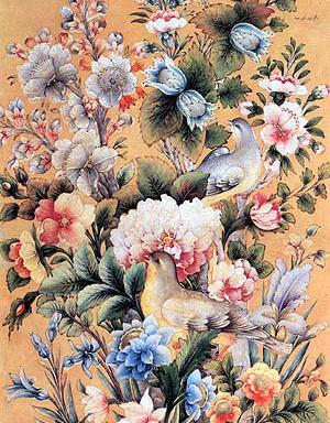 عکس نقاشی گل و مرغ به انگلیسی