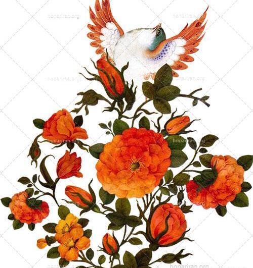 عکس نقاشی گل و مرغ به انگلیسی