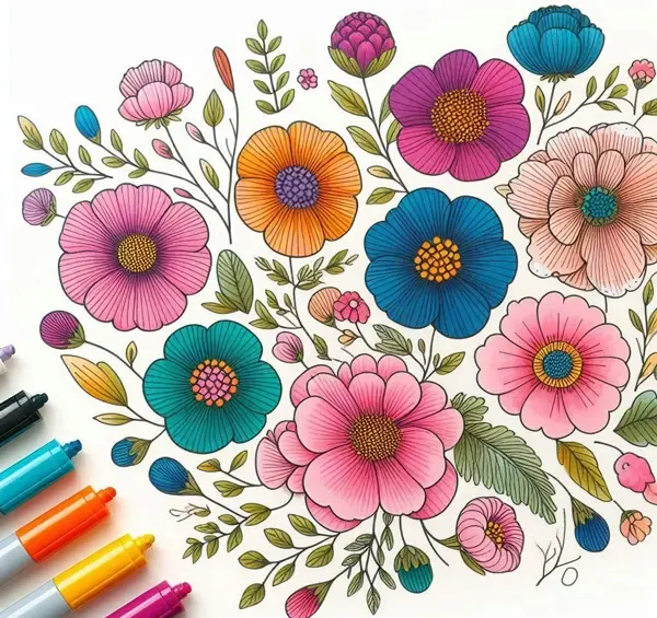 عکس نقاشی گل و گیاه برای کودکان