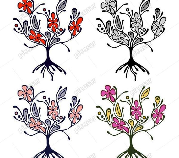 عکس نقاشی گل و درخت زیبا