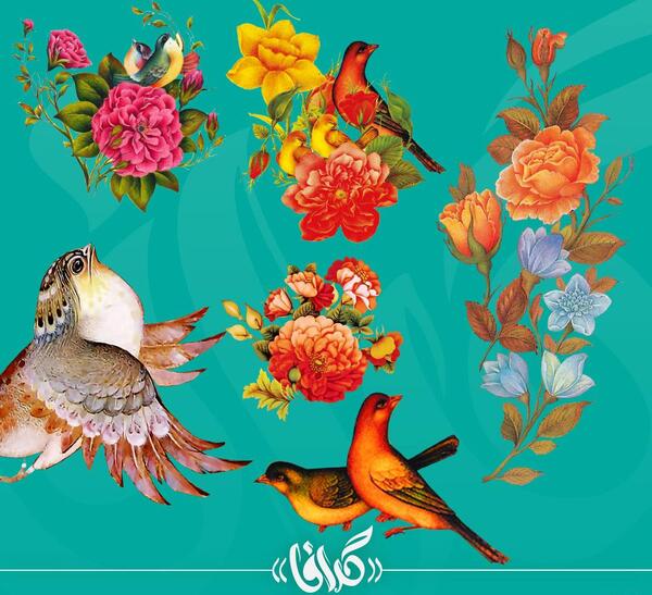 عکس نقاشی گل و بلبل