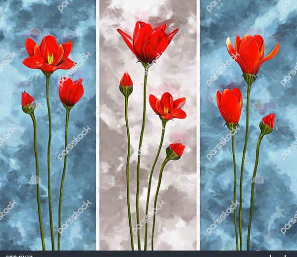 عکس نقاشی گل های مختلف رنگی