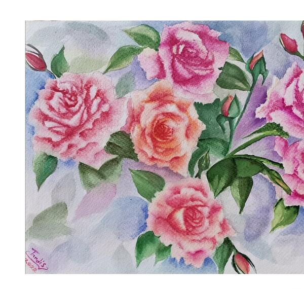 عکس نقاشی گل های رز