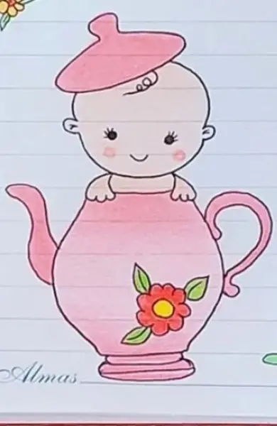 عکس نقاشی دخترانه ساده و آسان برای دفتر مشق