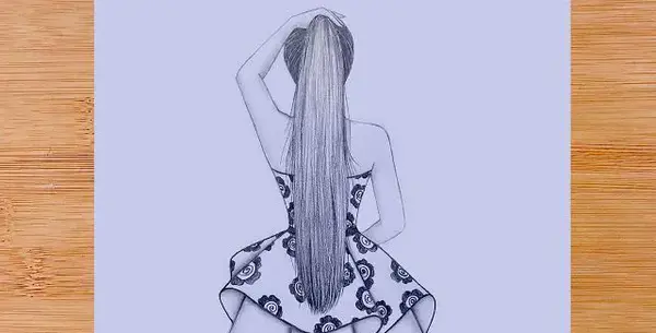 عکس نقاشی دخترانه زیبا از پشت سر