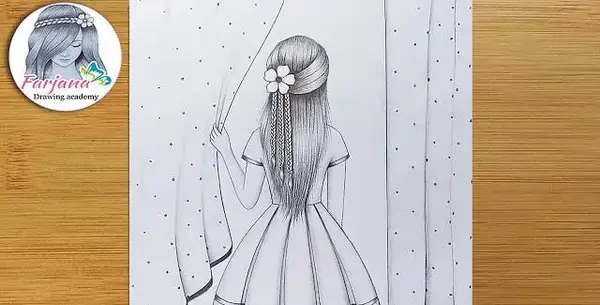 عکس نقاشی دخترانه زیبا از پشت سر