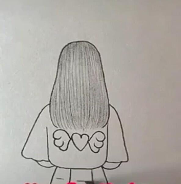 عکس نقاشی طراحی دخترانه از پشت سر