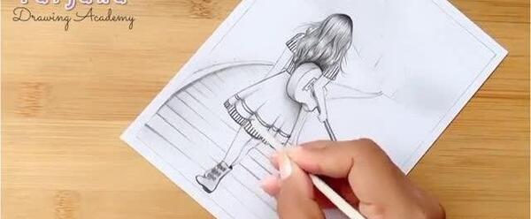 عکس آموزش نقاشی دخترانه از پشت سر