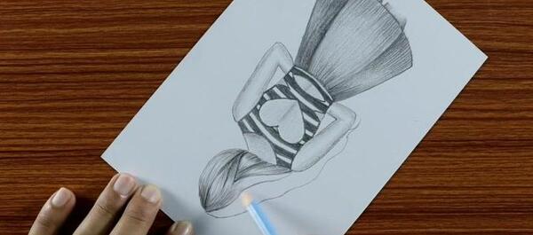 عکس دخترانه نقاشی طراحی لباس اسپرت با مداد